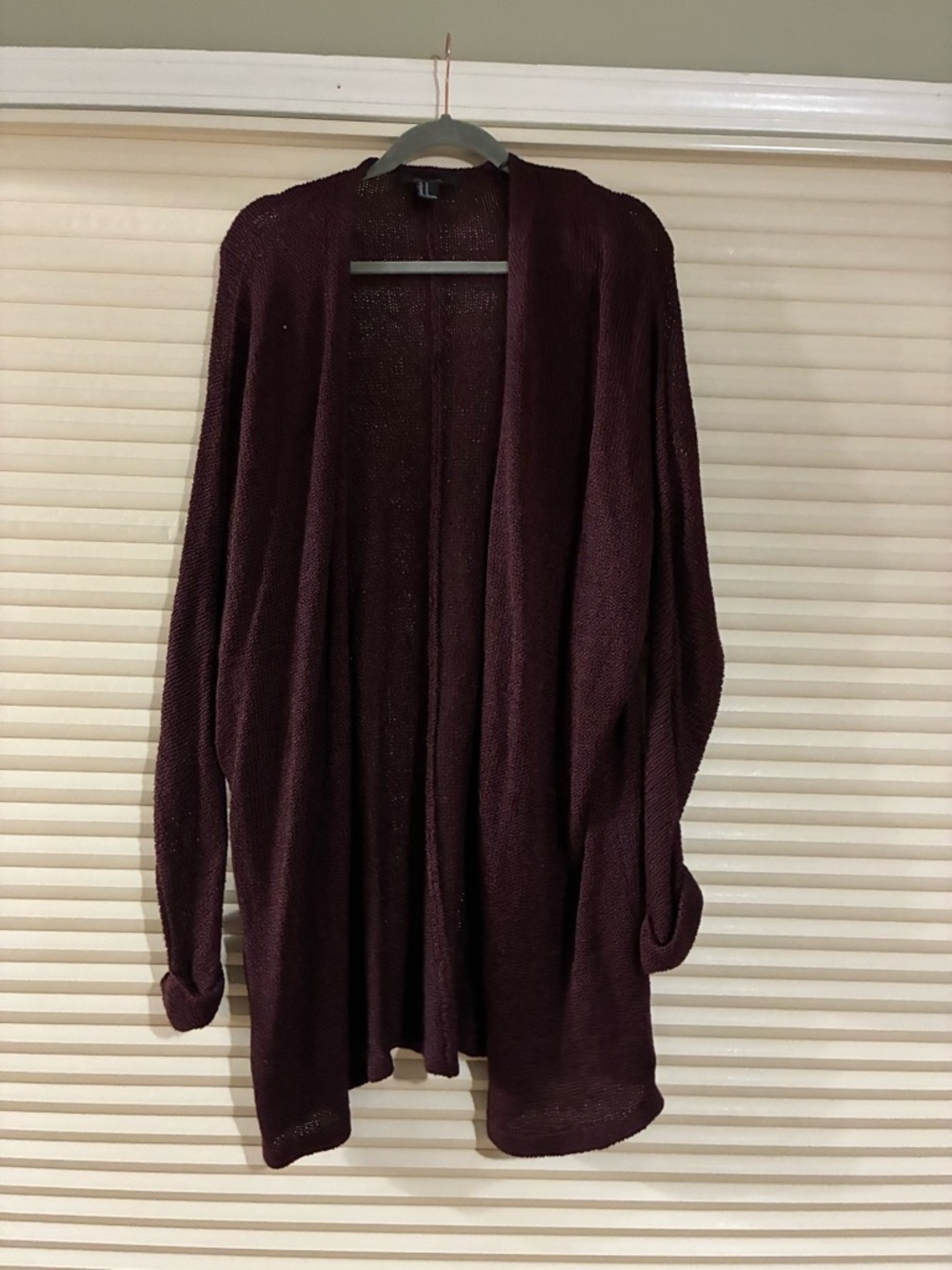 Forever 21 Open Knit Cardigan in Burgundy